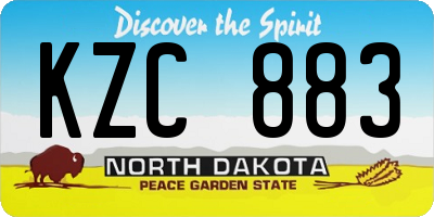 ND license plate KZC883