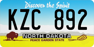 ND license plate KZC892