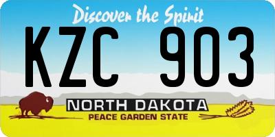 ND license plate KZC903