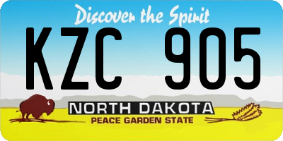 ND license plate KZC905