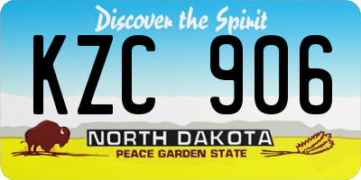 ND license plate KZC906