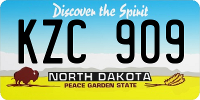 ND license plate KZC909