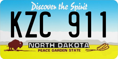 ND license plate KZC911