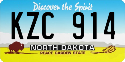 ND license plate KZC914