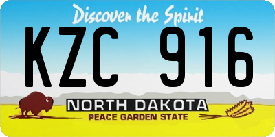 ND license plate KZC916