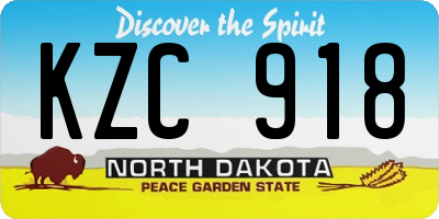 ND license plate KZC918