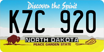 ND license plate KZC920