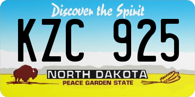 ND license plate KZC925