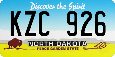 ND license plate KZC926