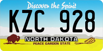 ND license plate KZC928