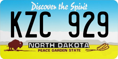 ND license plate KZC929