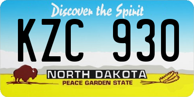 ND license plate KZC930