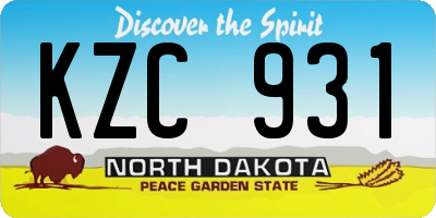 ND license plate KZC931