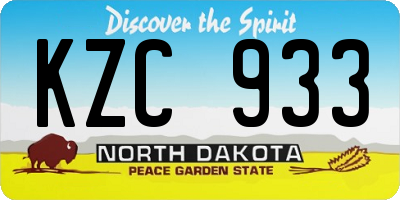 ND license plate KZC933