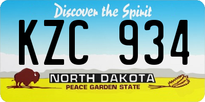 ND license plate KZC934