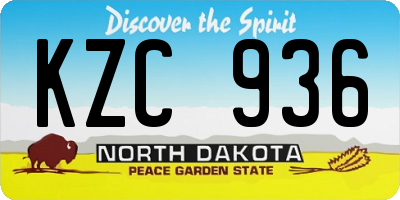 ND license plate KZC936