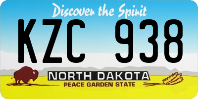 ND license plate KZC938