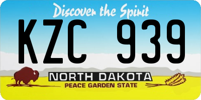 ND license plate KZC939