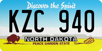 ND license plate KZC940