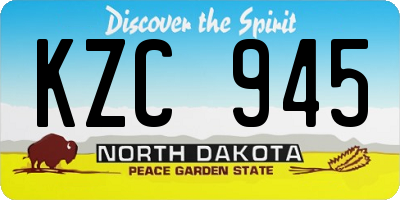 ND license plate KZC945