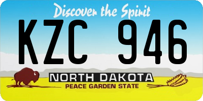 ND license plate KZC946