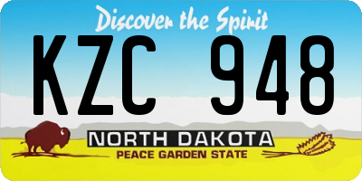 ND license plate KZC948