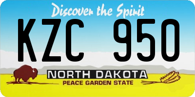 ND license plate KZC950