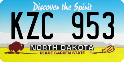 ND license plate KZC953