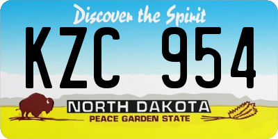 ND license plate KZC954