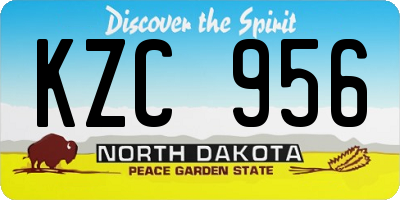 ND license plate KZC956