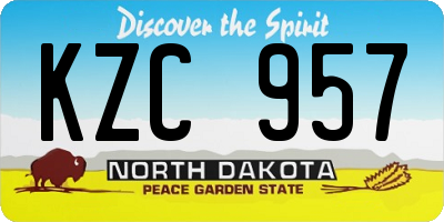 ND license plate KZC957