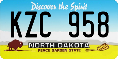 ND license plate KZC958