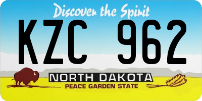 ND license plate KZC962
