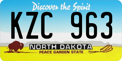 ND license plate KZC963