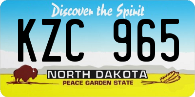 ND license plate KZC965