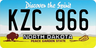 ND license plate KZC966