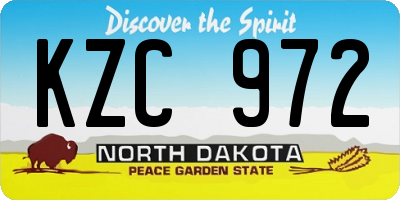 ND license plate KZC972