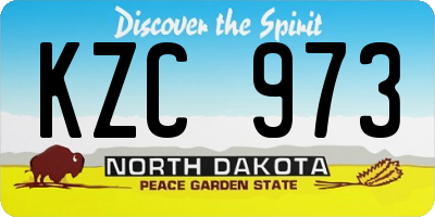 ND license plate KZC973