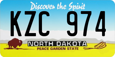 ND license plate KZC974