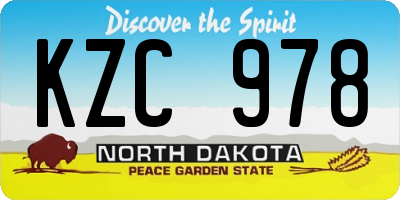 ND license plate KZC978