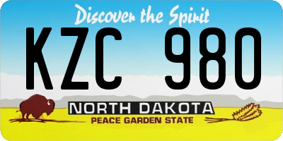 ND license plate KZC980