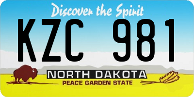 ND license plate KZC981