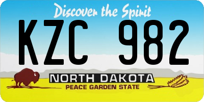 ND license plate KZC982