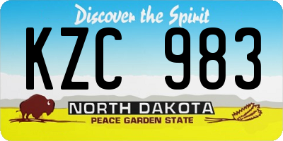 ND license plate KZC983