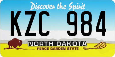 ND license plate KZC984