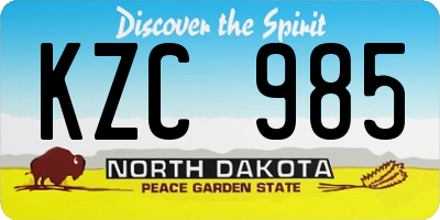 ND license plate KZC985