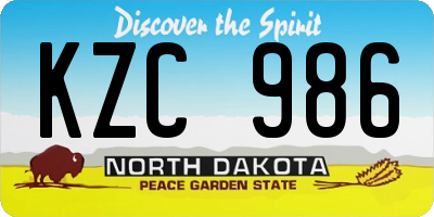 ND license plate KZC986