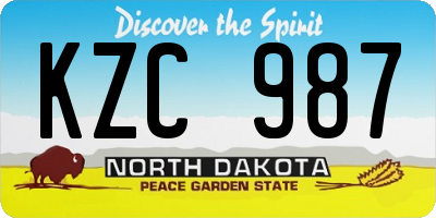 ND license plate KZC987