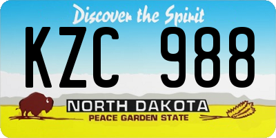 ND license plate KZC988