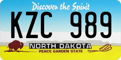 ND license plate KZC989